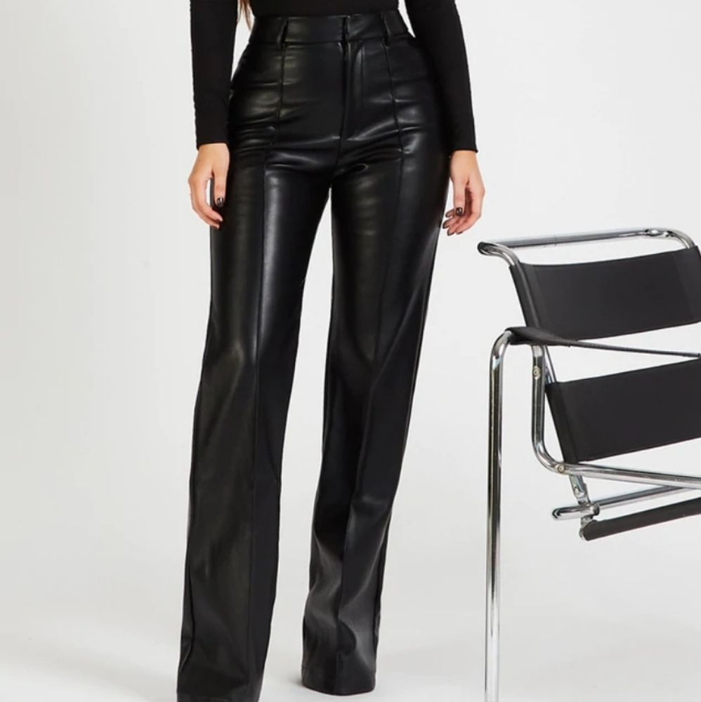 Leather Wide Leg Trousers